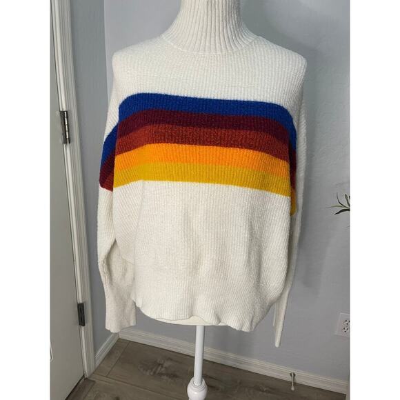 Express Rainbow Stripe Mock Turtleneck - Picture 2 of 8